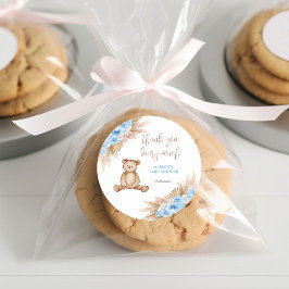 Tack för Mysig Pampasgräs Baby Shower Runt Klistermärke
