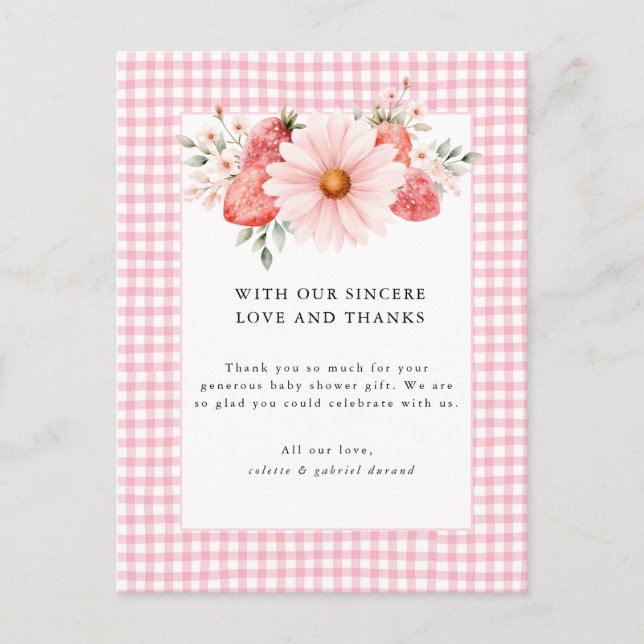 Tack för mysiga baby shower med Berry Sweet  Vykort (Framsida)