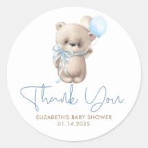 Tack för nalle Cute Blue Brown Baby Shower