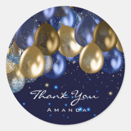 Tack för Namn 16:e Möhippan WeddingGlitter Ballon- Runt Klistermärke