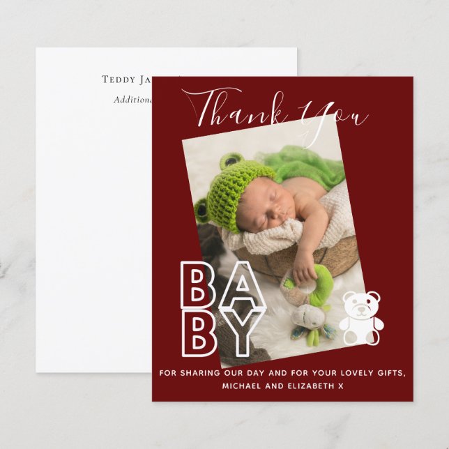 Tack för nyfödd bebis-fotot, tack för din moderna  (Fram/baksida)