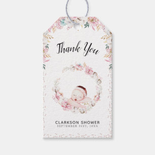 Tack för nyfödd Blommigt Presentetikett