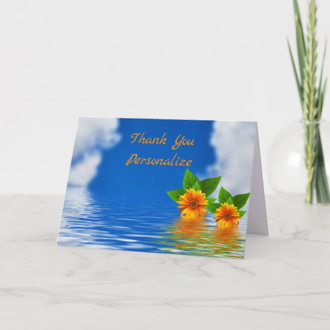 Tack för öarnas Orange Flowers Personalize Kort (Framsida)