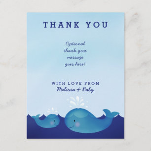 Tack för obehagligt blåval Nautical Baby Shower Kort