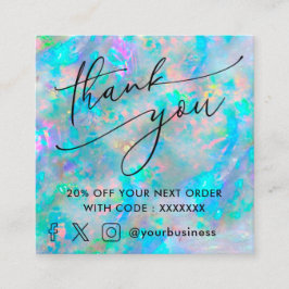 Tack för opal inspirerat struktur-rabattkort fyrkantigt visitkort