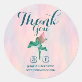Tack för opalescent Lotus Typography Runt Klistermärke