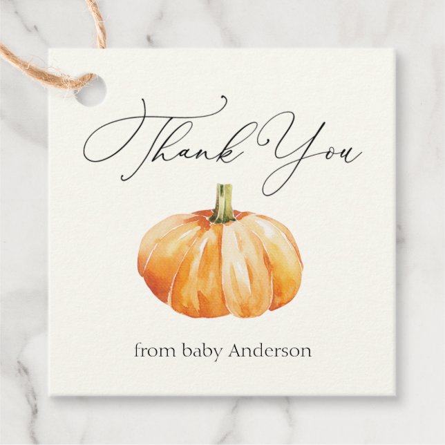 Tack för Orange Höstpumpa  Gåvor Etiketter (Framsida)
