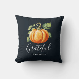 Tack för Orange Pumpkin Navy Personlig Kudde