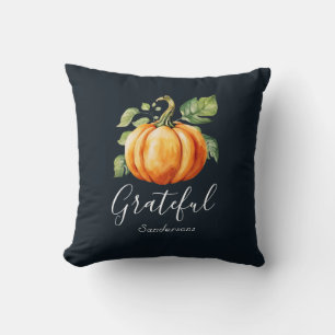Tack för Orange Pumpkin Navy Personlig Kudde