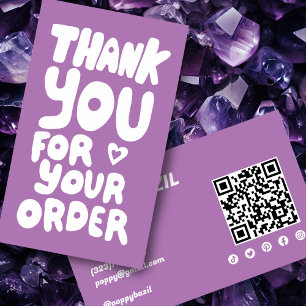 Tack for Order Social Icons QR Code Lila Visitkort