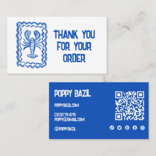 Tack for Order Social Icons QR Code Lobster Visitkort
