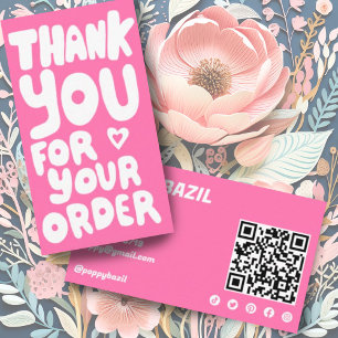 Tack for Order Social Icons QR Code Rosa Visitkort