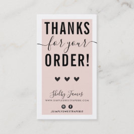 TACK FÖR ORDNINGEN Infoga svart rosa Visitkort