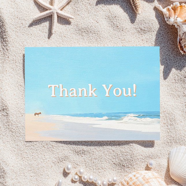 Tack för paket - Sjölandskapet Kort (Thank You Card Beach Seascape Art with Wild Horse)