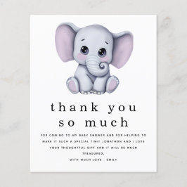 Tack för papper cute Elephant Baby Shower Flygblad