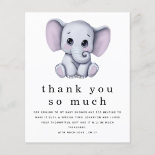 Tack för papper cute Elephant Baby Shower Flygblad