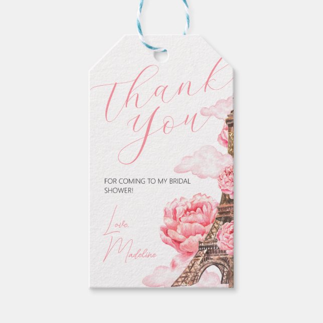 Tack för Paris Bröllopsdusch Presentetikett (Framsidan)