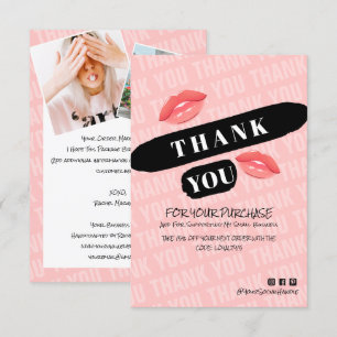 Tack för Peach Black Brushstroke Kiss Photo Order Kort