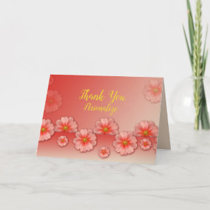 Tack för persiko- och Rosa-blommor Kort