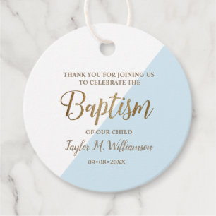 Tack för personlig Blue Baby Baptism Gåvor Etiketter