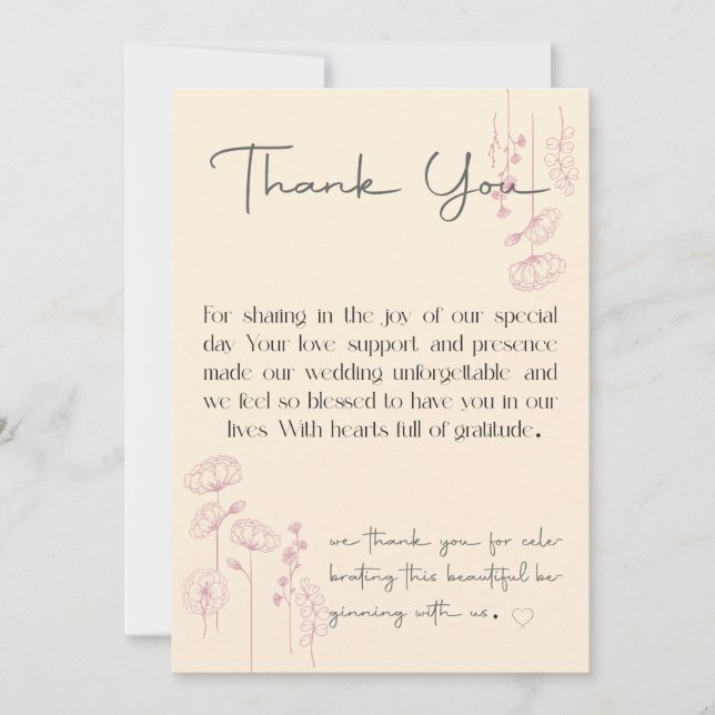 Tack för personlig Bröllop, ditt kort Unik design (Framsida)