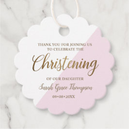 Tack för personlig Rosa Flicka Christening Gåvor Etiketter