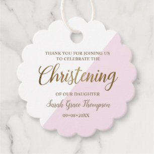 Tack för personlig Rosa Flicka Christening Gåvor Etiketter