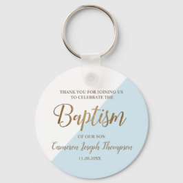 Tack för personligens blå Pojke-baptism Nyckelring