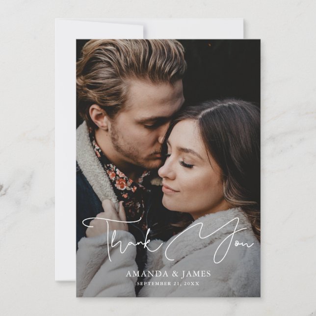 Tack för Photo Bröllop med ditt kort med modernt s (Framsida)