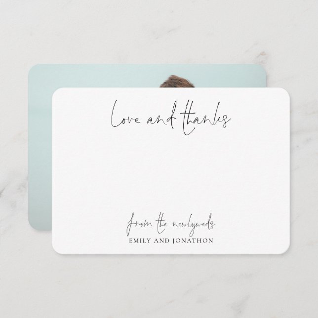 Tack för Photo Namn Script Bröllop Newlyed Kärlek (Fram/baksida)