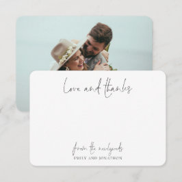 Tack för Photo Namn Script Bröllop Newlyed Kärlek Kort