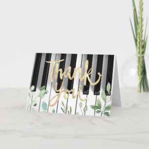Tack för piano faux guld foil och folie kort
