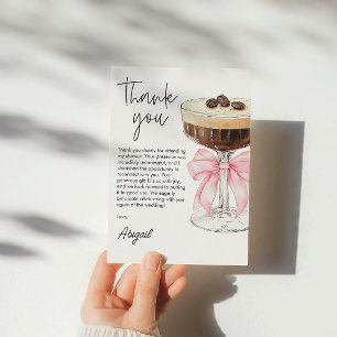 Tack för Pink Bow Espresso Martini Bröllopsfest Kort