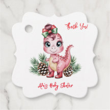 Tack för Pink Christmas Dino Girl Baby Shower