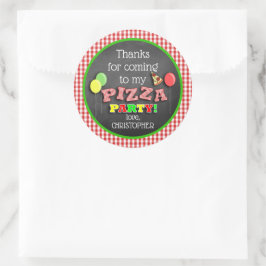 Tack för pizzafirande födelsedagsfest runt klistermärke