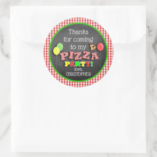 Tack för pizzafirande födelsedagsfest runt klistermärke