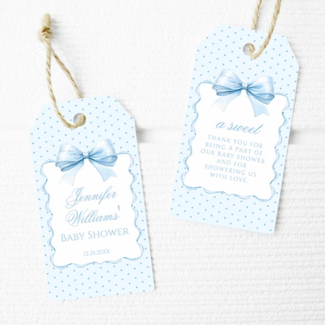 Tack för pojke-duschen av de blå buggarna presentetikett (Skapare uppladdad)