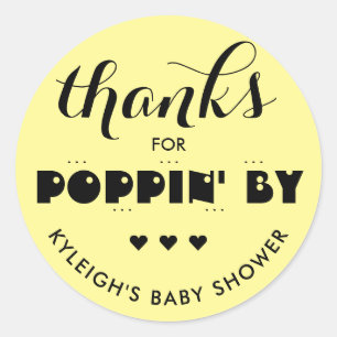 Tack för Poppin' by Baby Shower Popcorn Runt Klistermärke