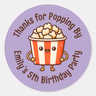 Tack för popup by Anpassningsbar Popcorn Party-fav Runt Klistermärke