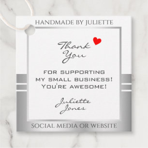 Tack för produktförpackning novelty White & Silver Gåvor Etiketter