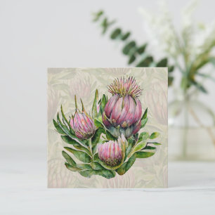 TACK för proteblommor för rosa och Grönt Julkort