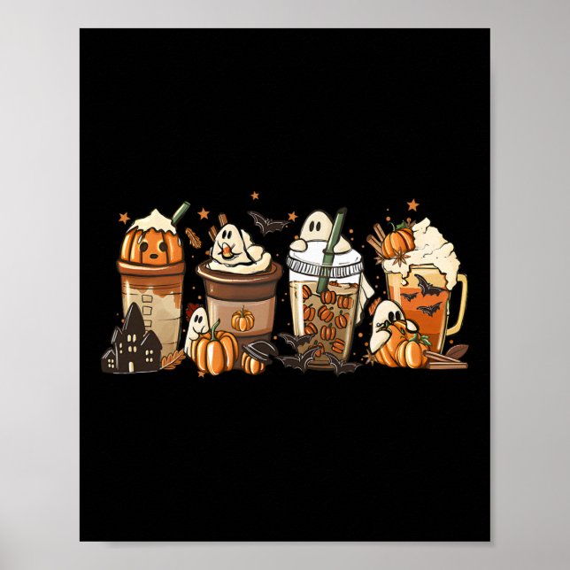 Tack för Pumpkin Spice Latte Fall Autumn Coffee Gh Poster (Framsidan)