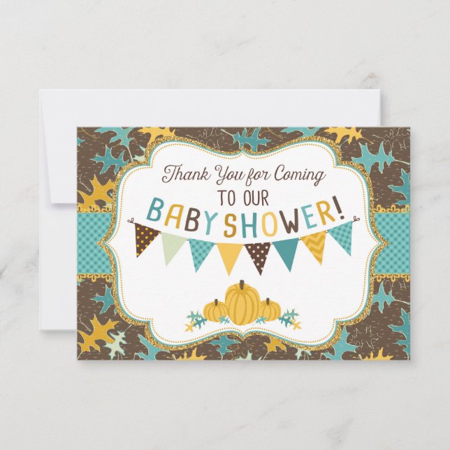 Tack för pumpor för glitter för nedgångOaklöv Kort (Framsida)