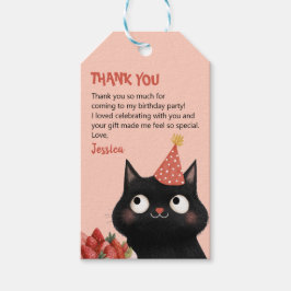 Tack för Purr-Fect Black Cat Kids’ Födelsedagsfest Presentetikett