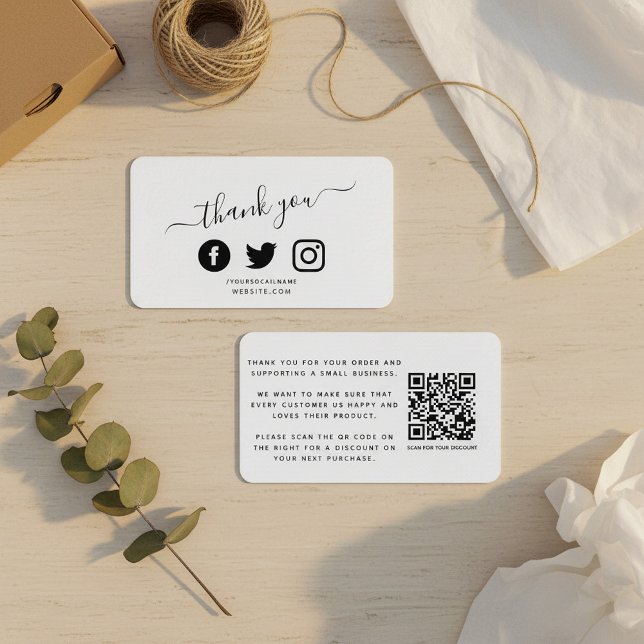 Tack för QR-koden om du raderar Social-media Tilläggskort (QR code thank you discount Social media Enclosure Card.)