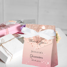 Tack för Quinceanera-ballonger i rosa ros guld Presentaskar