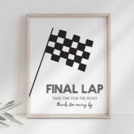 Tack för racing med racingbilsfestskylt fototryck