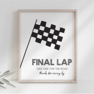 Tack för racing med racingbilsfestskylt fototryck