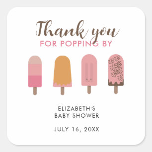 Tack för redot till popup Baby Shower Fyrkantigt Klistermärke