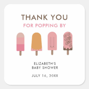 Tack för redot till popup Baby Shower Fyrkantigt Klistermärke